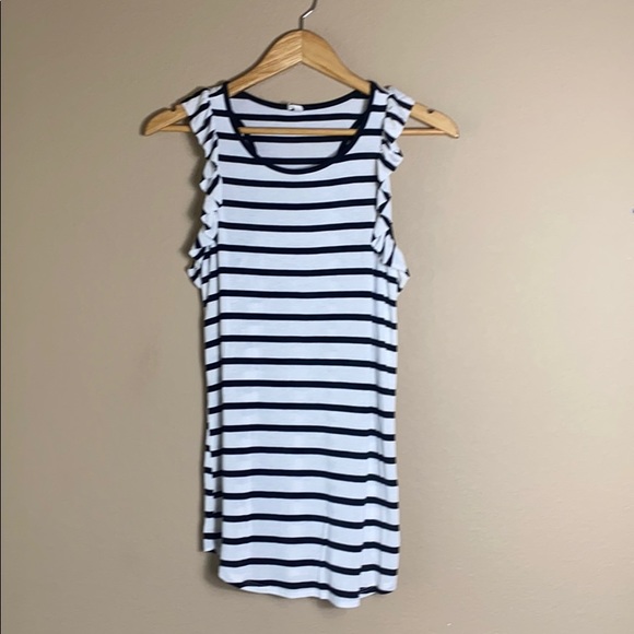 Pinkblush Tops - Pink Blush women’s stripe ruffle Razorback tank